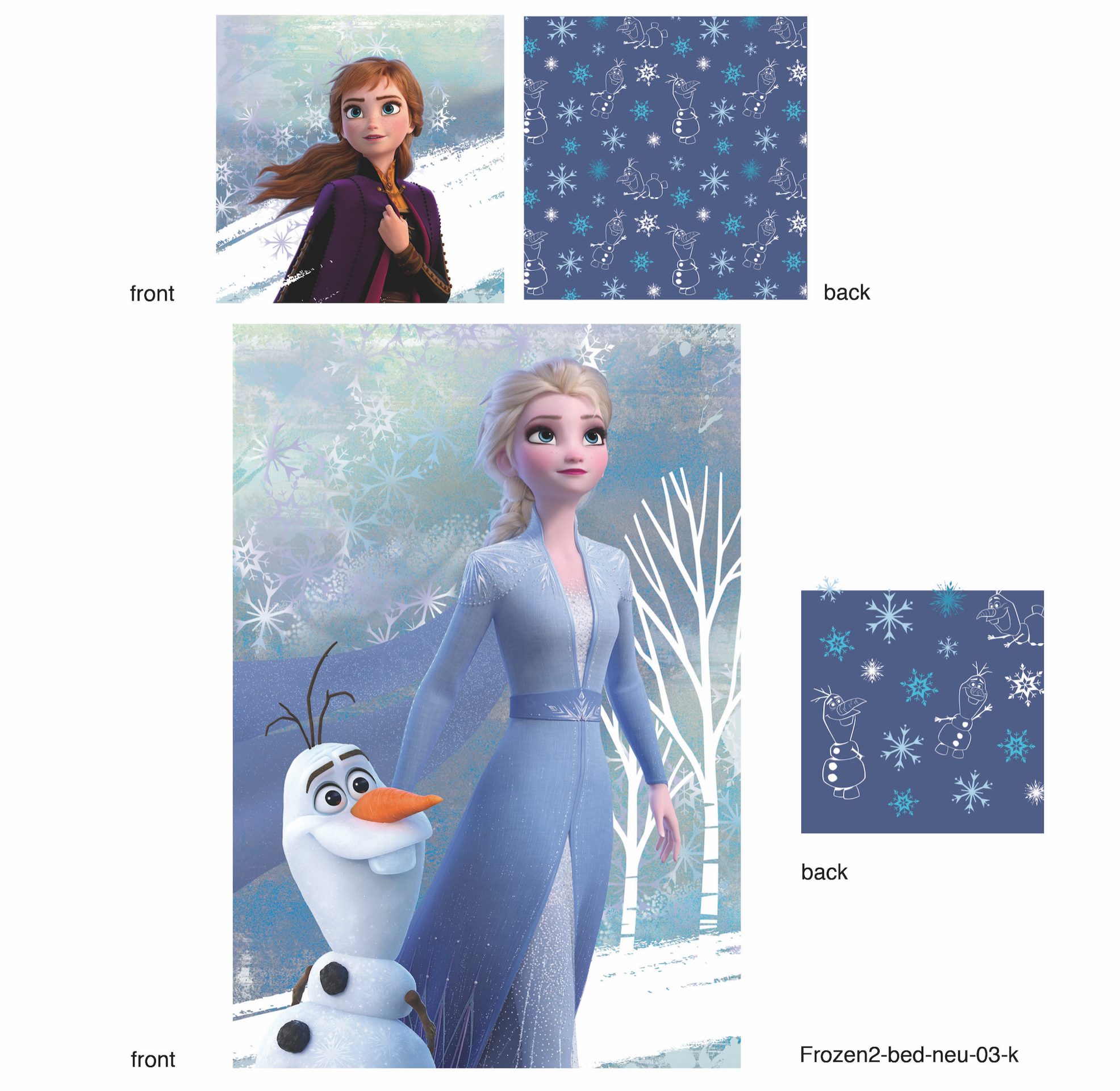 Disney Eiskönigin Elsa Anna Olaf Wende Bettwäsche Set 80x80 cm 135x200 cm
