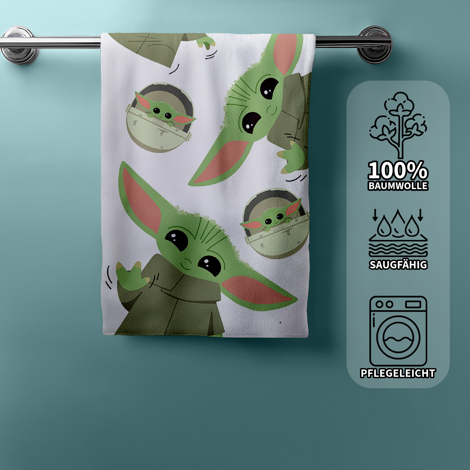 Star Wars Mandalorian Baby Yoda Duschtuch Badetuch  70 x 140 cm