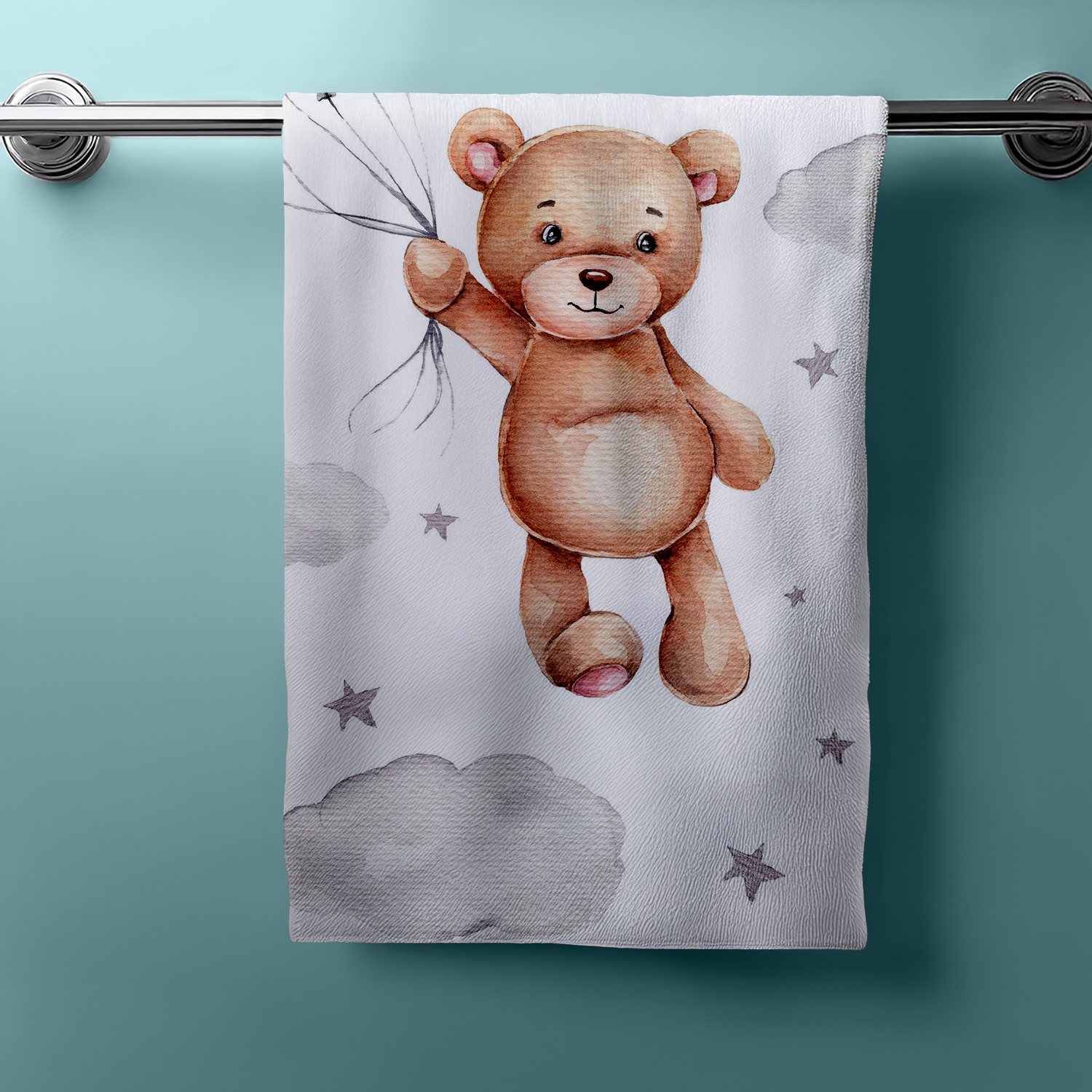 Duschtuch Strandtuch Badetuch Teddy mit Ballon 70 x 140 cm