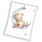 Teddy im Mond Flauschdecke Schmusedecke Kuscheldecke 110 x 140 cm