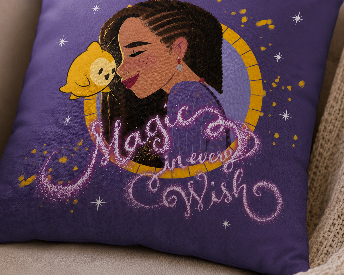 Nahaufnahme vom Disney Wish Kuschelkissen Dekokissen 35 x 35 cm