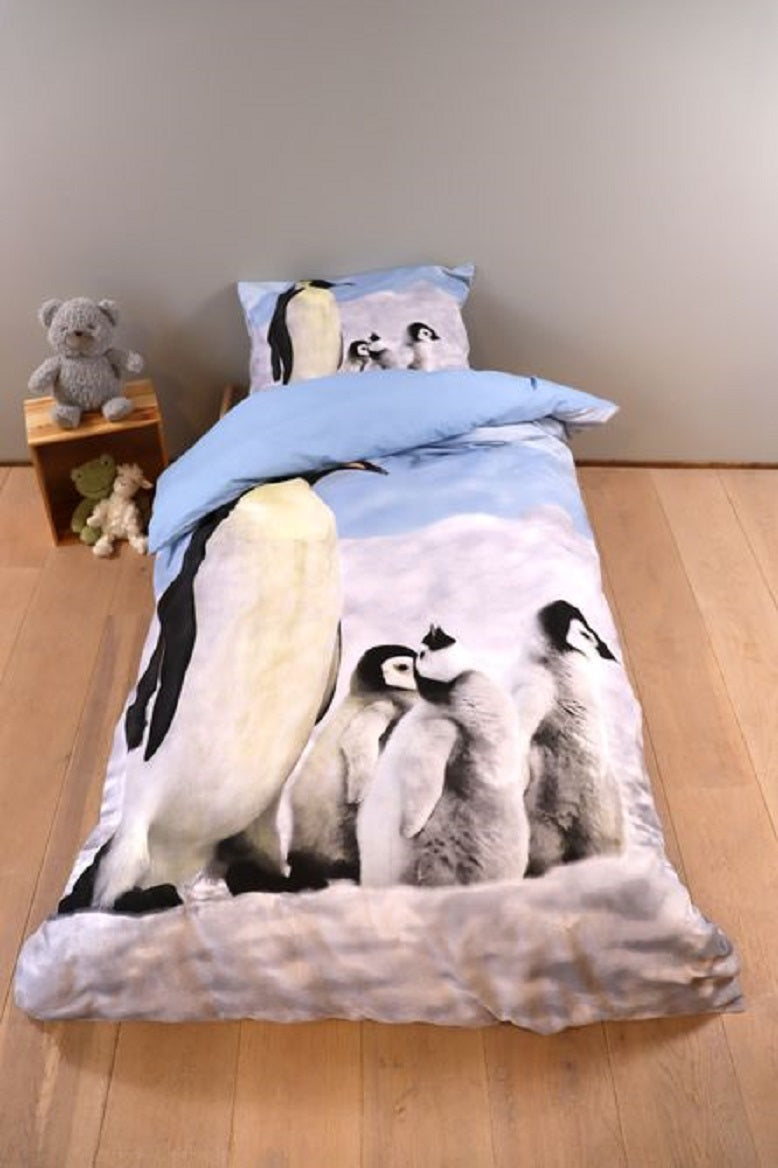 Bettwäsche Set mit Pinguin 135 x 200 cm 80 x 80 cm 100% Baumwolle