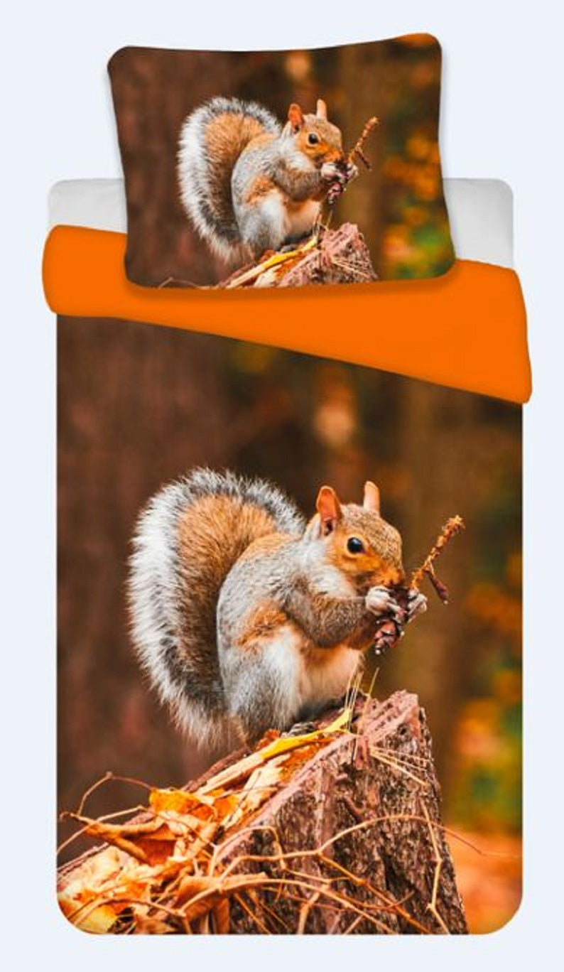 Bedding set with squirrels 135 x 200 cm 80 x 80 cm 100% cotton 