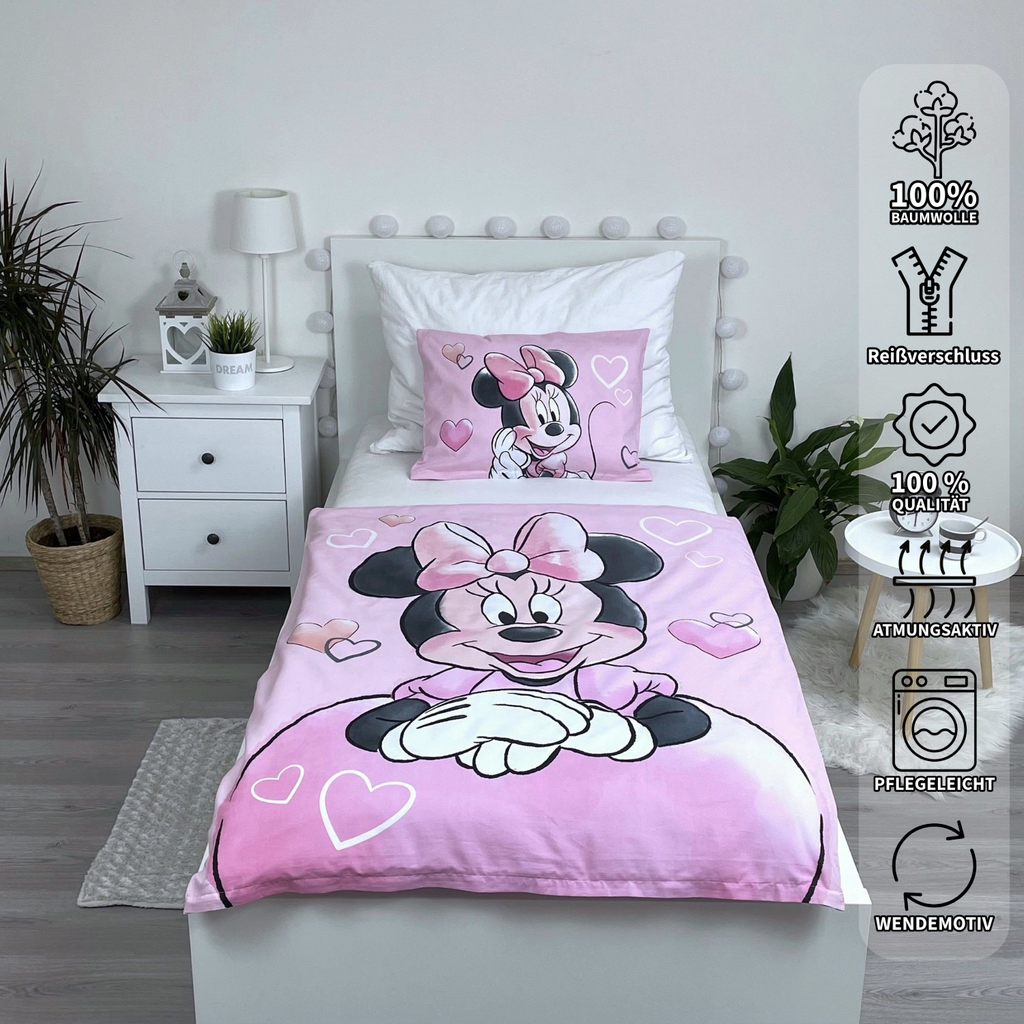 Disney Minnie Mouse Baby Bettwäsche Powder Pink 100 x 135 cm