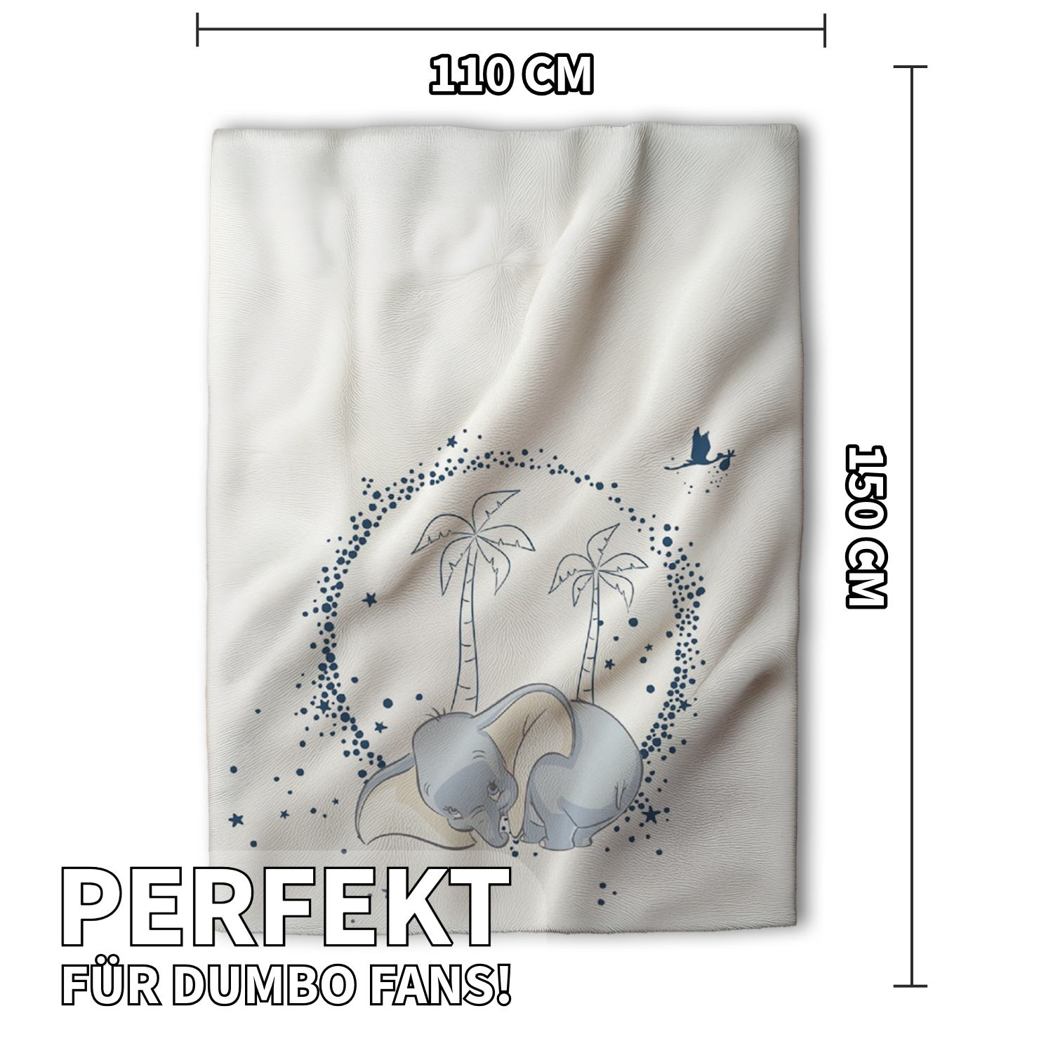 Disney Dumbo Flauschdecke Schmusedecke Kuscheldecke 110 x 150 cm