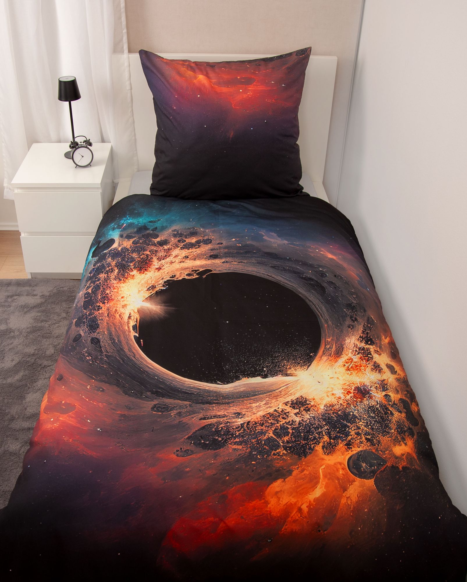 Schwarzes Loch Bettwäsche Set 2tlg. 135x200 cm 100% Microfaser