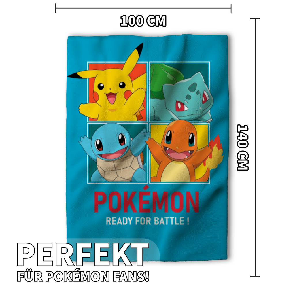Pokemon Fleecedecke Schmusedecke Kuscheldecke blau 100 x 140 cm