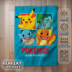 Pokemon Fleecedecke Schmusedecke Kuscheldecke blau 100 x 140 cm
