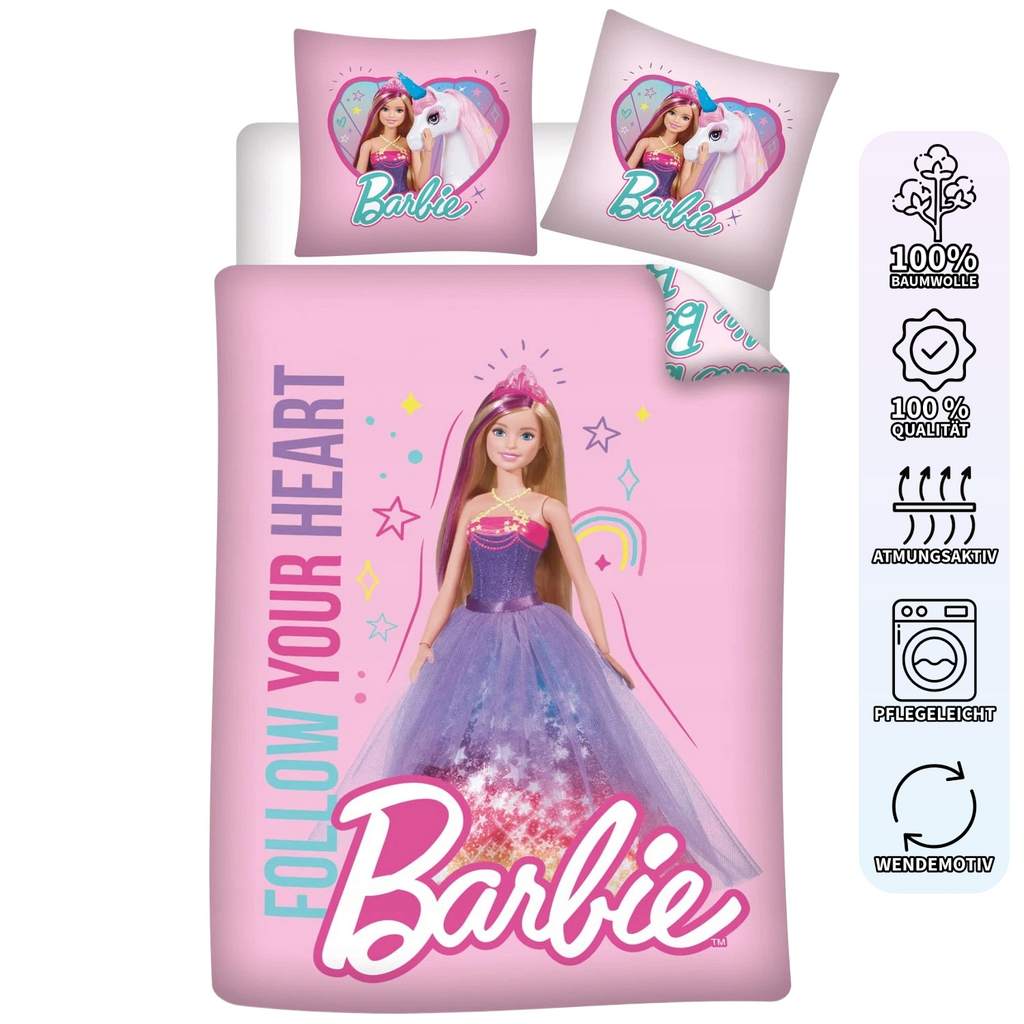 Barbie Baby Bettwäsche Wendebettwäsche rosa 100 x 135 cm