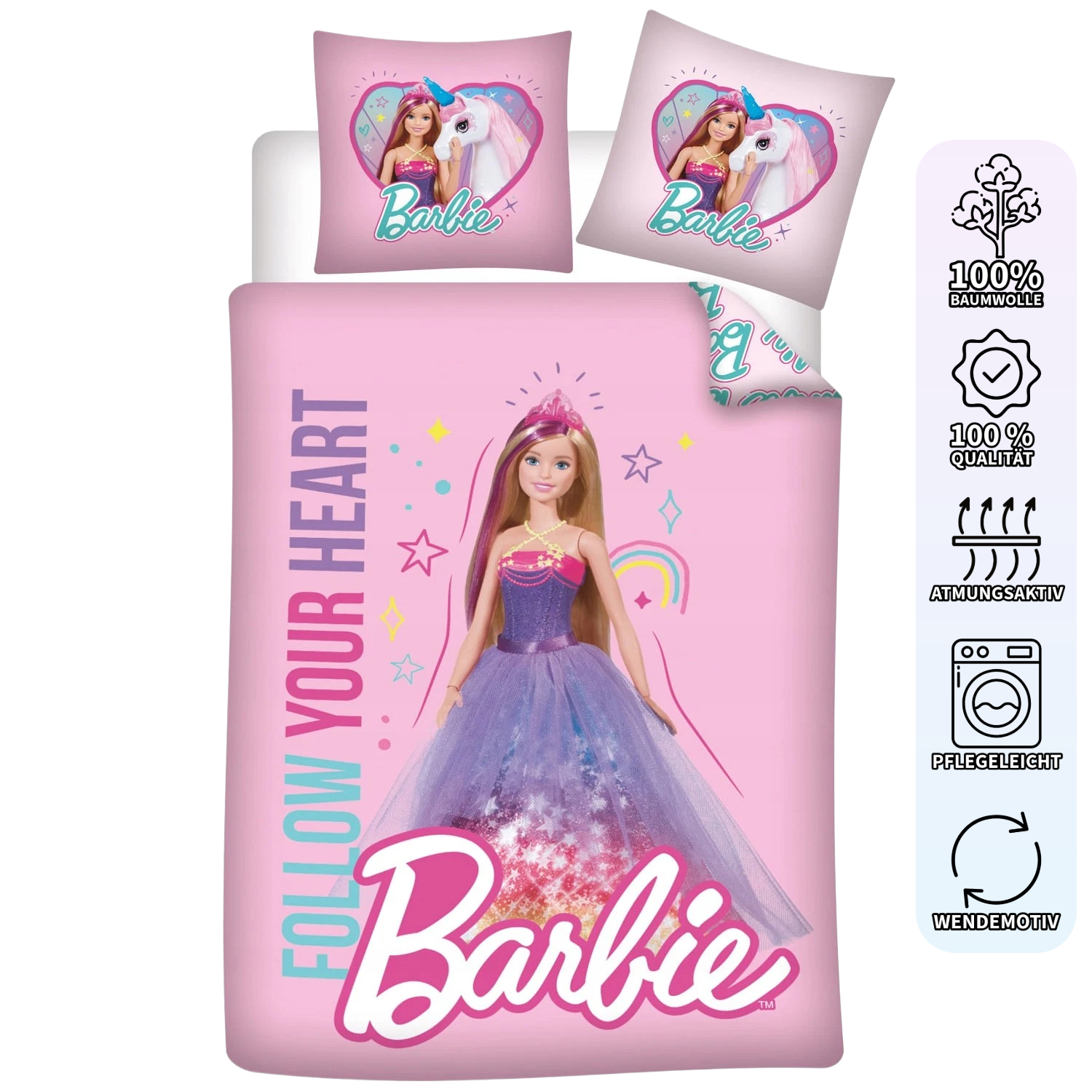 Barbie Baby Bettwäsche Wendebettwäsche rosa 100 x 135 cm
