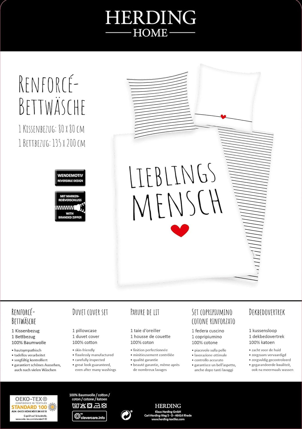 Bettwäsche Set 2tlg. Lieblingsmensch 135x200 cm