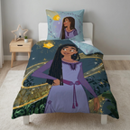 Disney Wish Asha Wende Bettwäsche 2tlg 135 x 200 cm 100% Baumwolle aufgezogen auf einem Bett
