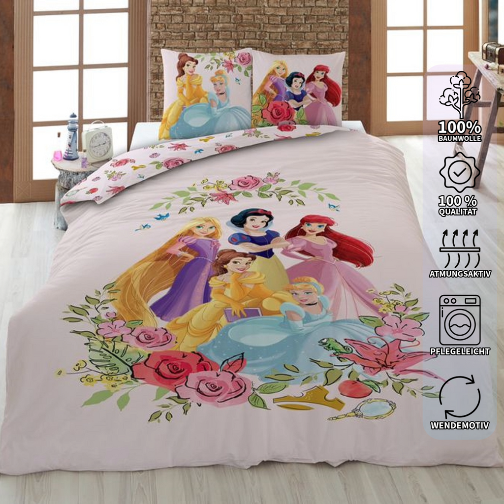 Disney Princess Girls' Bedding Set 135 x 200cm 100% Cotton 