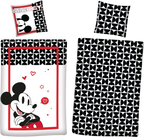 Bettwäsche Mickey in Love weiß rot 135 x 200 cm, 80 x 80 cm