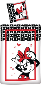 Bettwäsche Minnie in Love weiß rot 135 x 200 cm, 80 x 80 cm