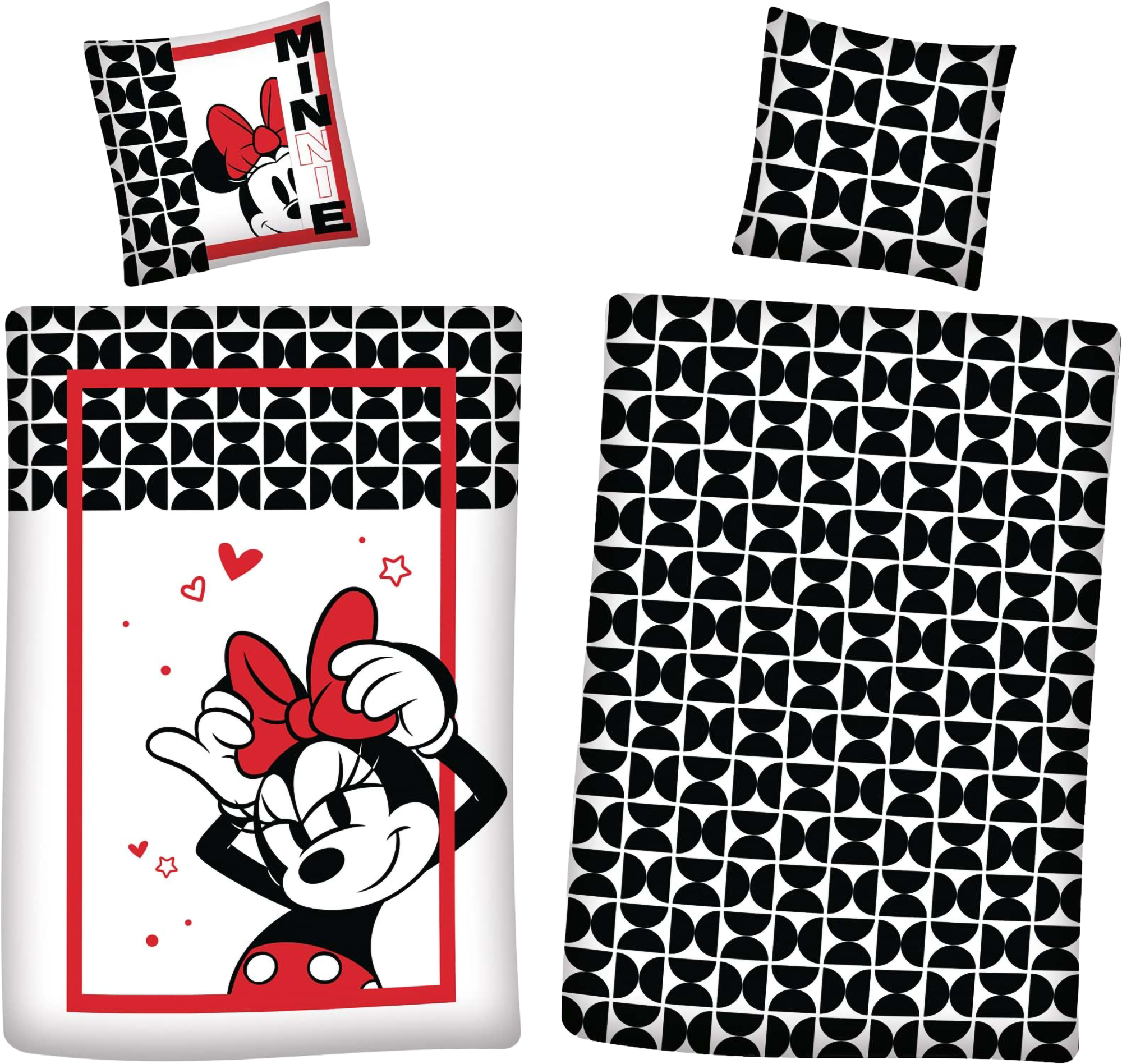 Bettwäsche Minnie in Love weiß rot 135 x 200 cm, 80 x 80 cm