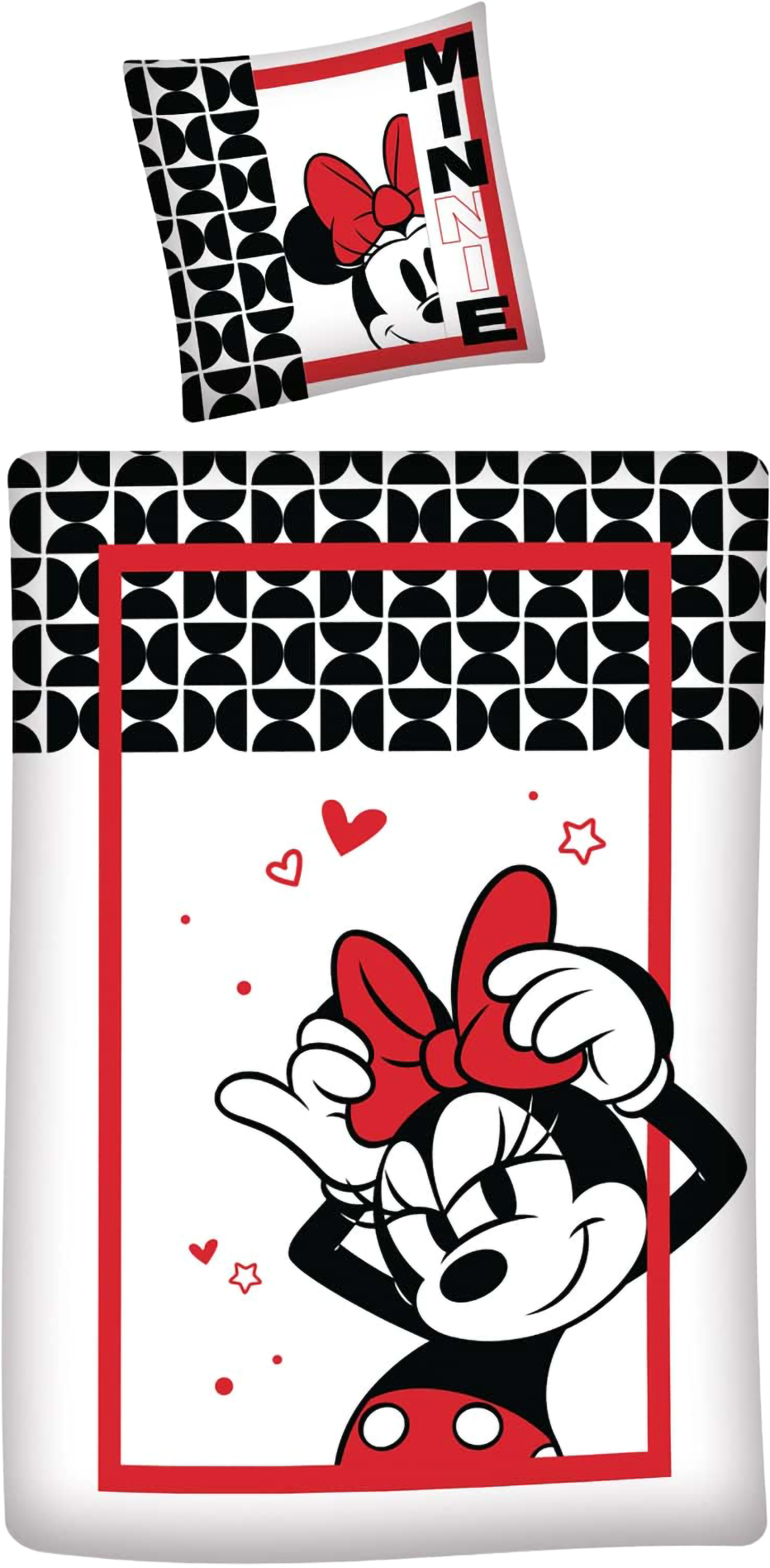 Minnie in Love Bettwäsche weiß rot 135 x 200 cm, 80 x 80 cm