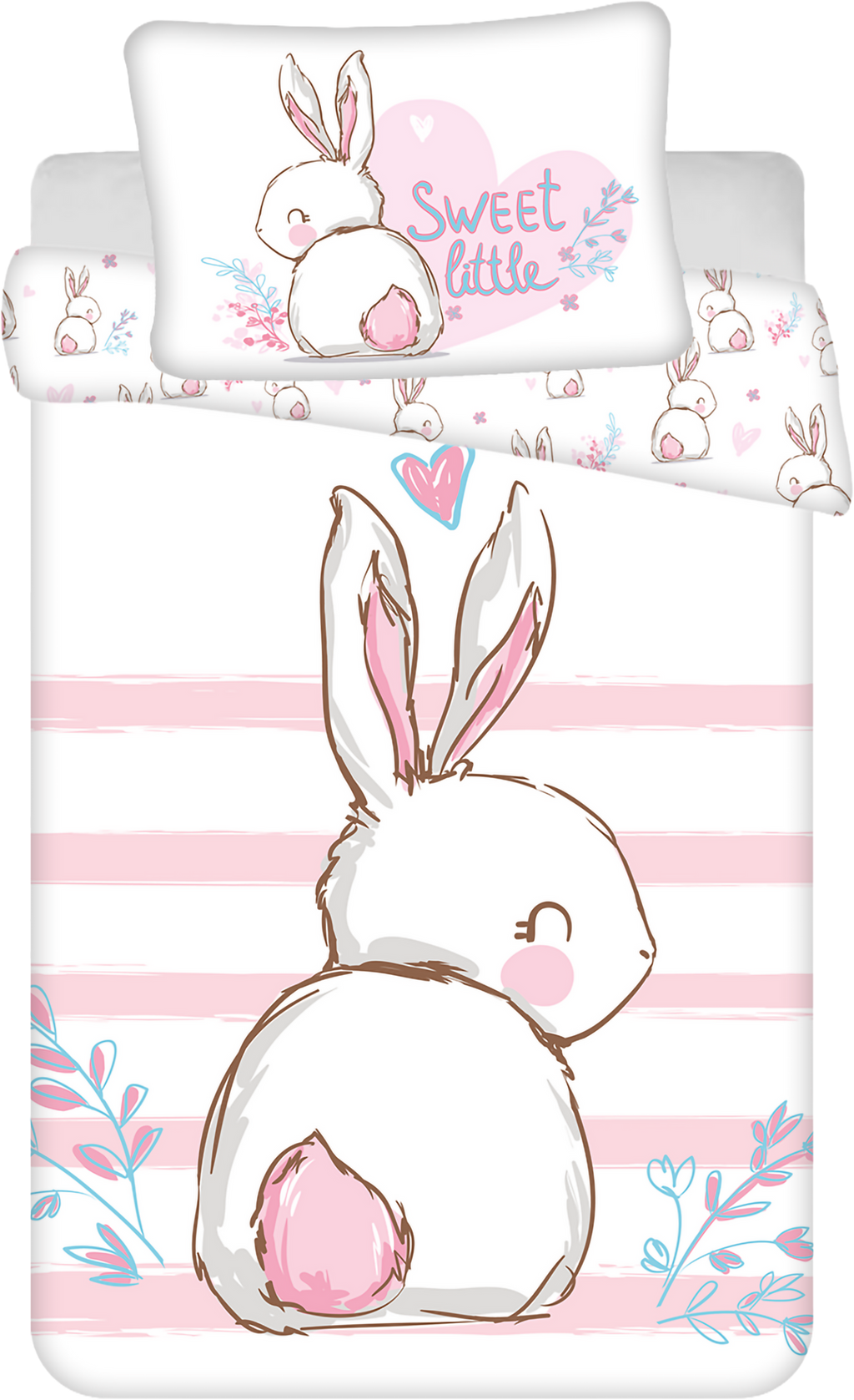 Baby Bettwäsche Bunny rosa mit Hase 100x135 + 40x60 cm