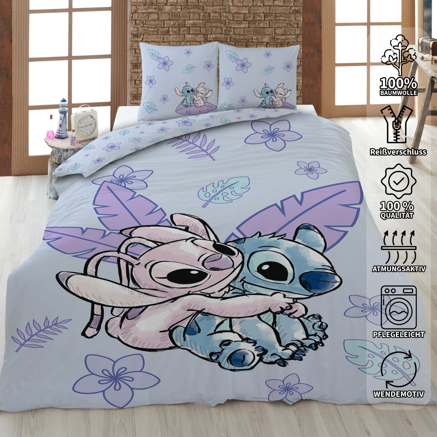 Disney Lilo und Stitch Wende Bettwäsche 2tlg 135 x 200 cm
