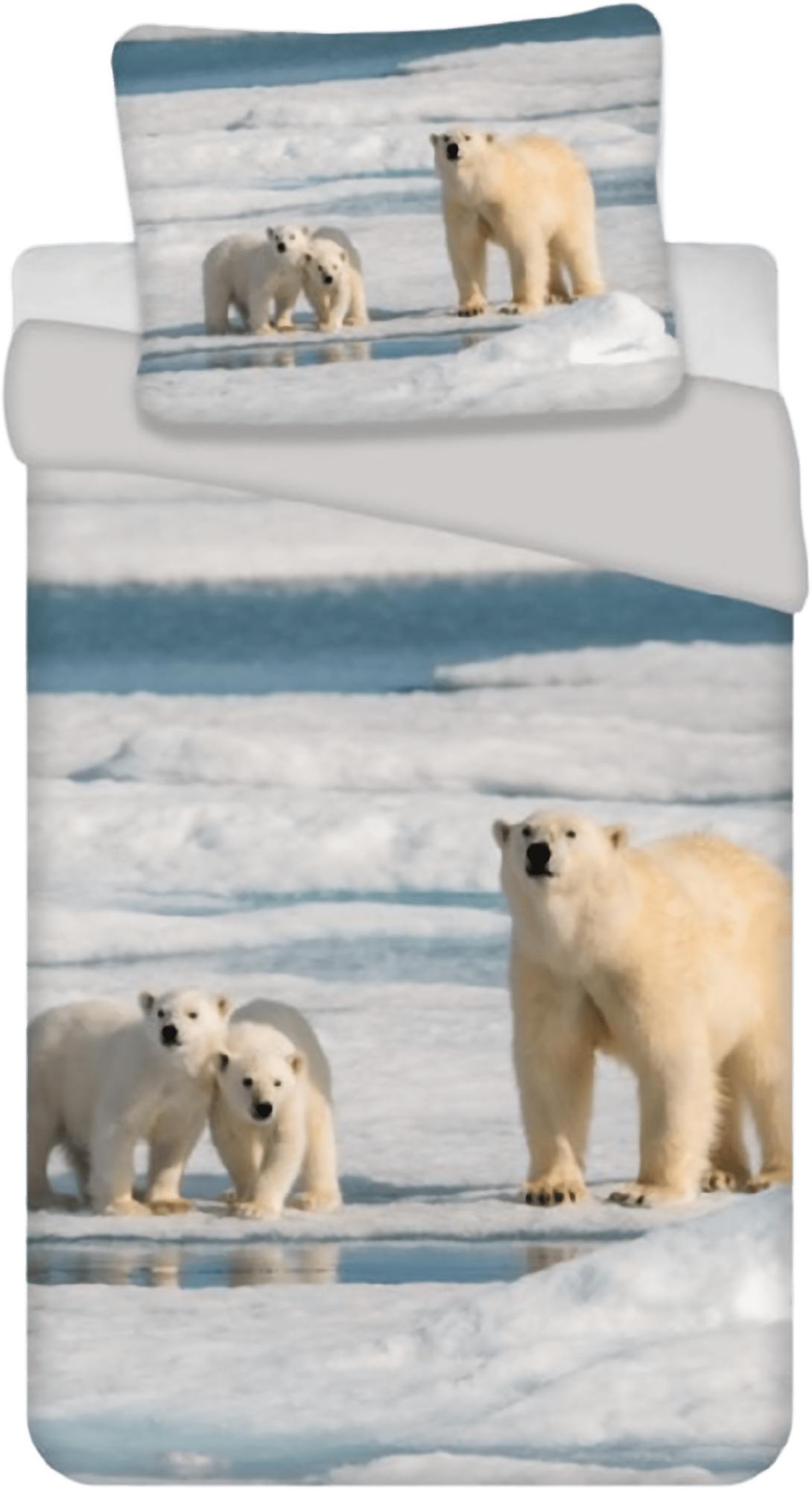 Bedding set with polar bear design, 135 x 200 cm, 100% cotton 