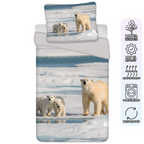 Bedding set with polar bear design, 135 x 200 cm, 100% cotton 