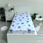 Lilo und Stitch Spannbetttuch Spannbettlaken Bettlaken 90 X 200 cm aufgezogen auf einer Matratze