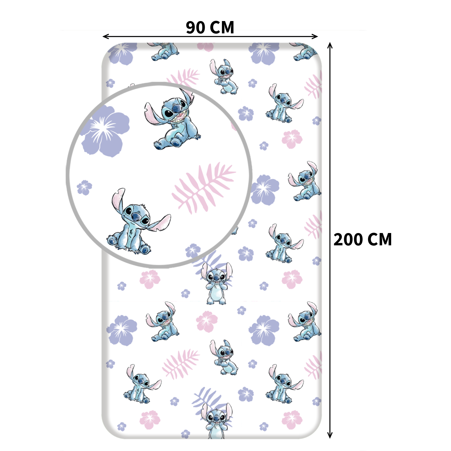 Lilo und Stitch Spannbetttuch Spannbettlaken Bettlaken 90 X 200 cm mit Maßangaben
