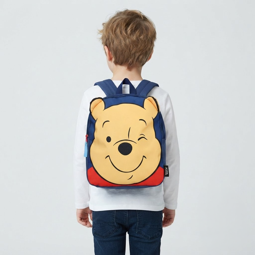 Disney Winnie the Pooh Kinderrucksack ca. 31 cm auf dem Rücken eines Jungen