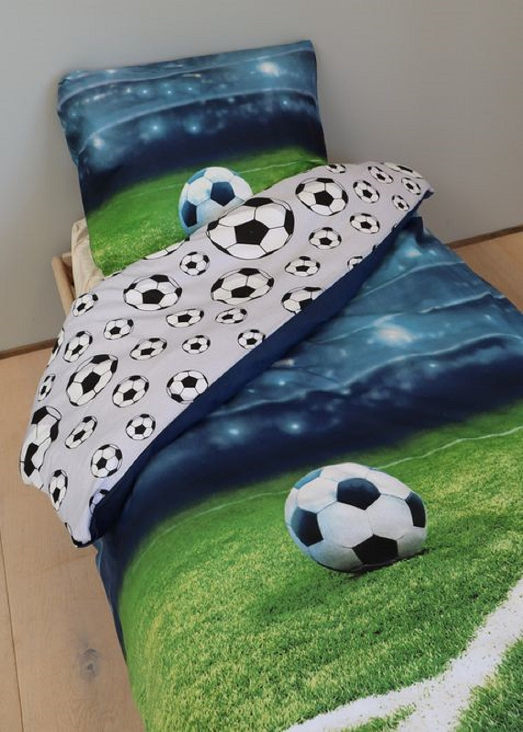 Bettwäsche Fußball Stadion 135 x 200 cm, 100 % Baumwolle