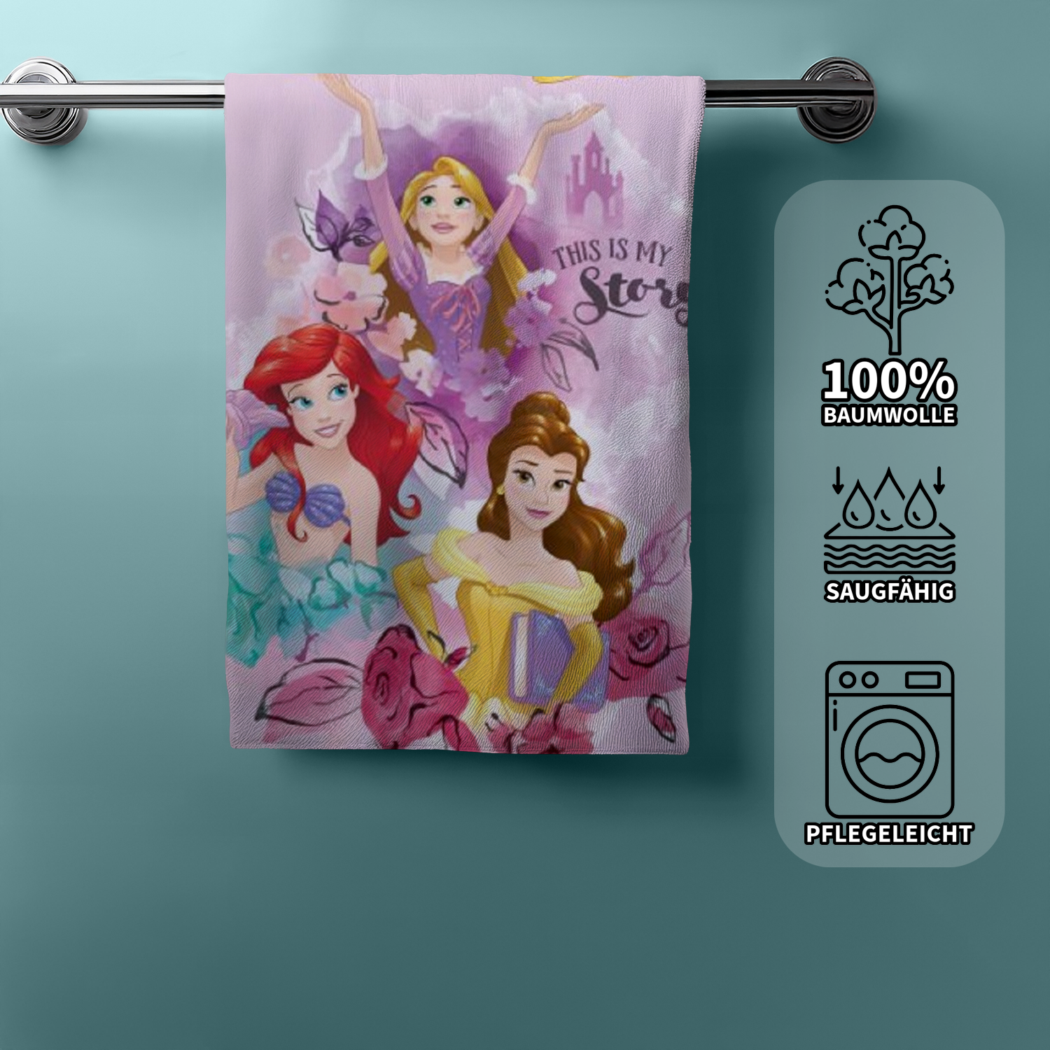 Disney Princess Duschtuch Badetuch  60 x 120 cm
