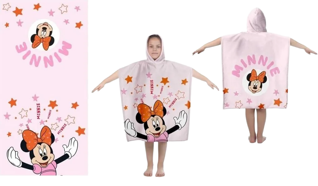 Minnie Mouse Badeponcho Poncho mit Kapuze 60 x 120 cm