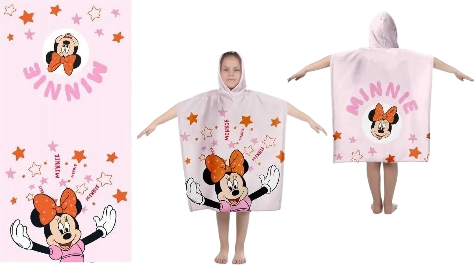 Minnie Mouse Badeponcho Poncho mit Kapuze 60 x 120 cm