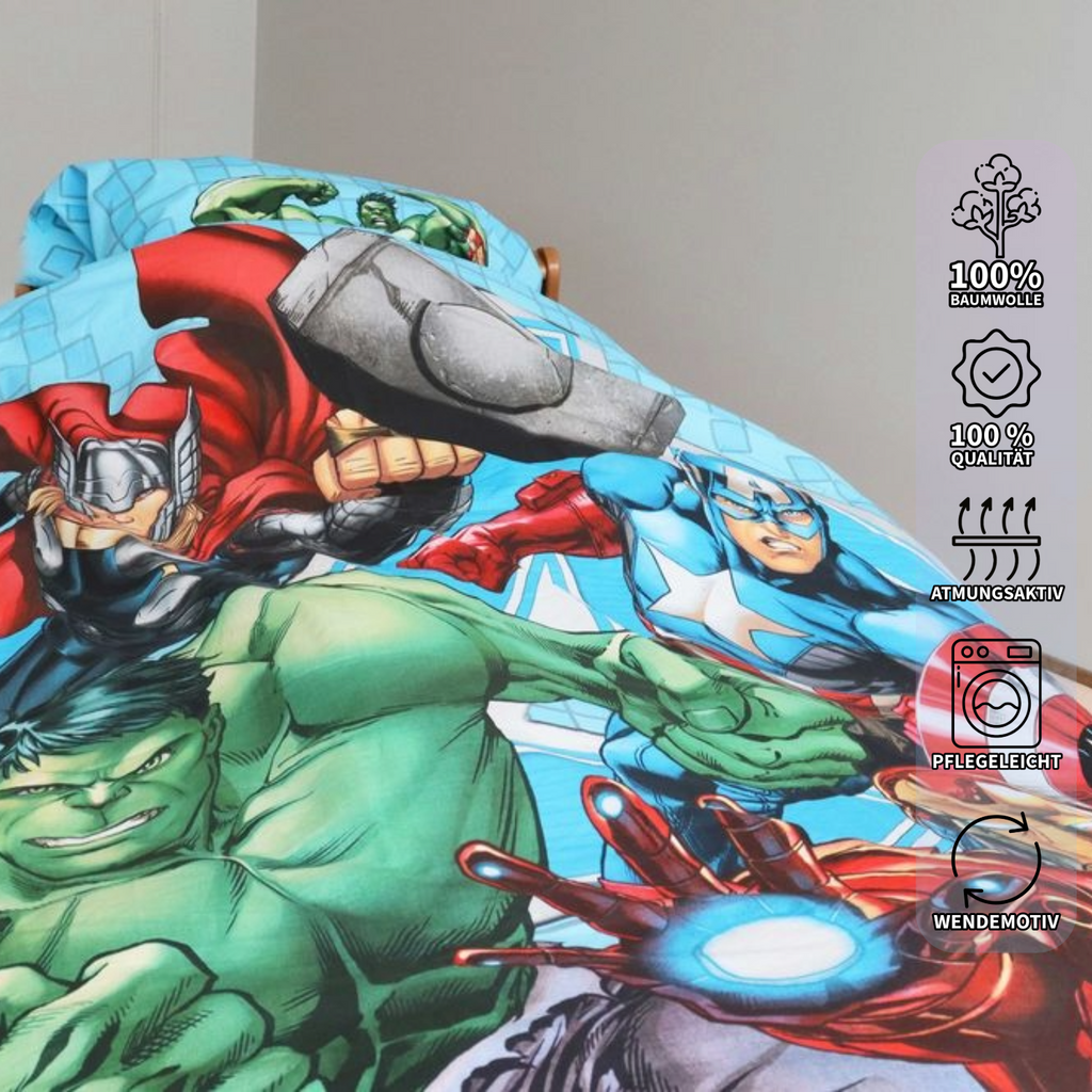 Avengers Wende Bettwäsche  80 x 80 cm + 135 x 200 cm 100% Baumwolle