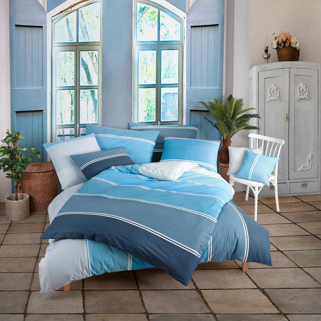 Bettwäsche Set Aqua 135 x 200 cm, 80 x 80 cm 100% Baumwolle