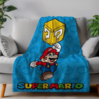 Super Mario Fleecedecke Kuscheldecke 100 x 140 cm blau
