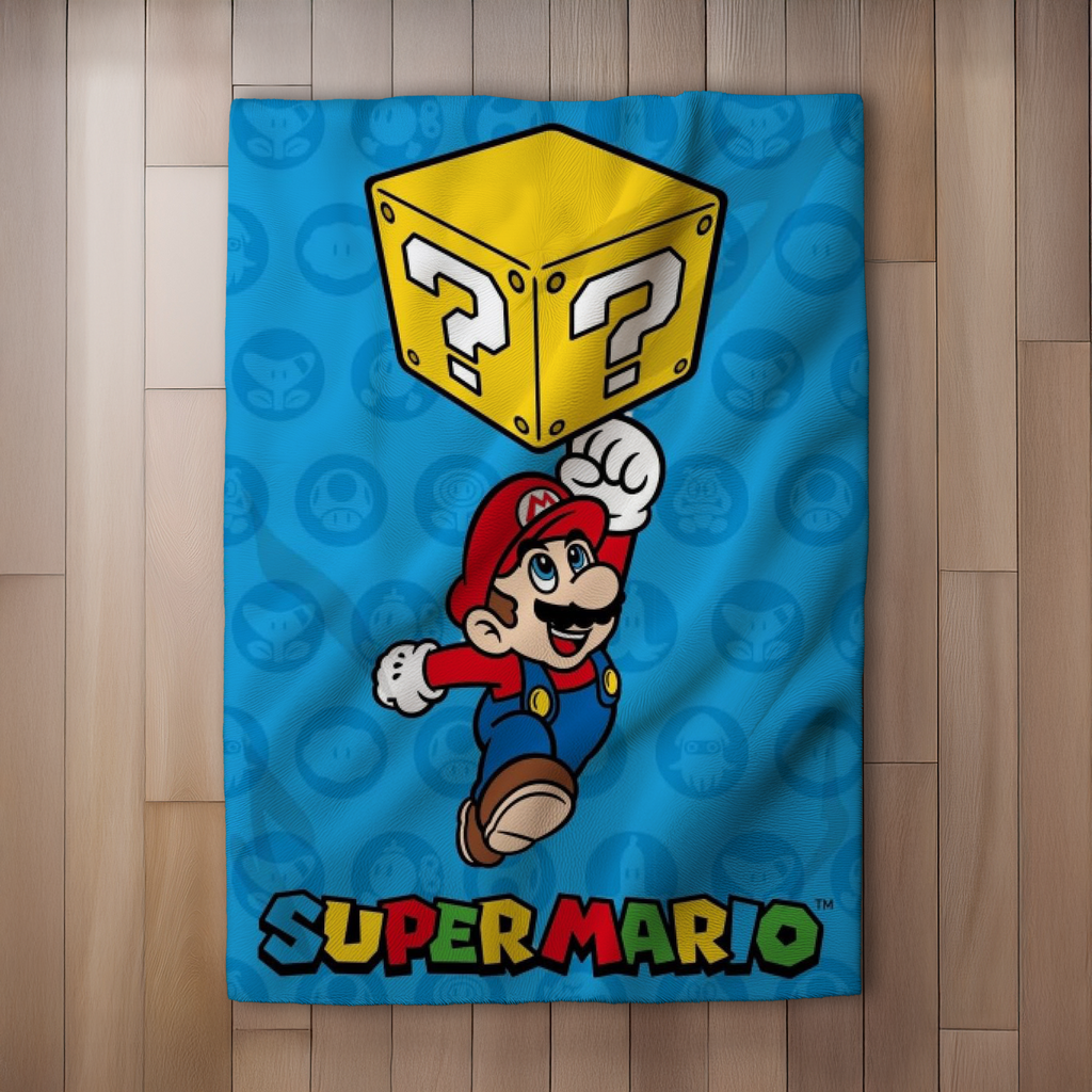 Super Mario Fleecedecke Kuscheldecke 100 x 140 cm blau