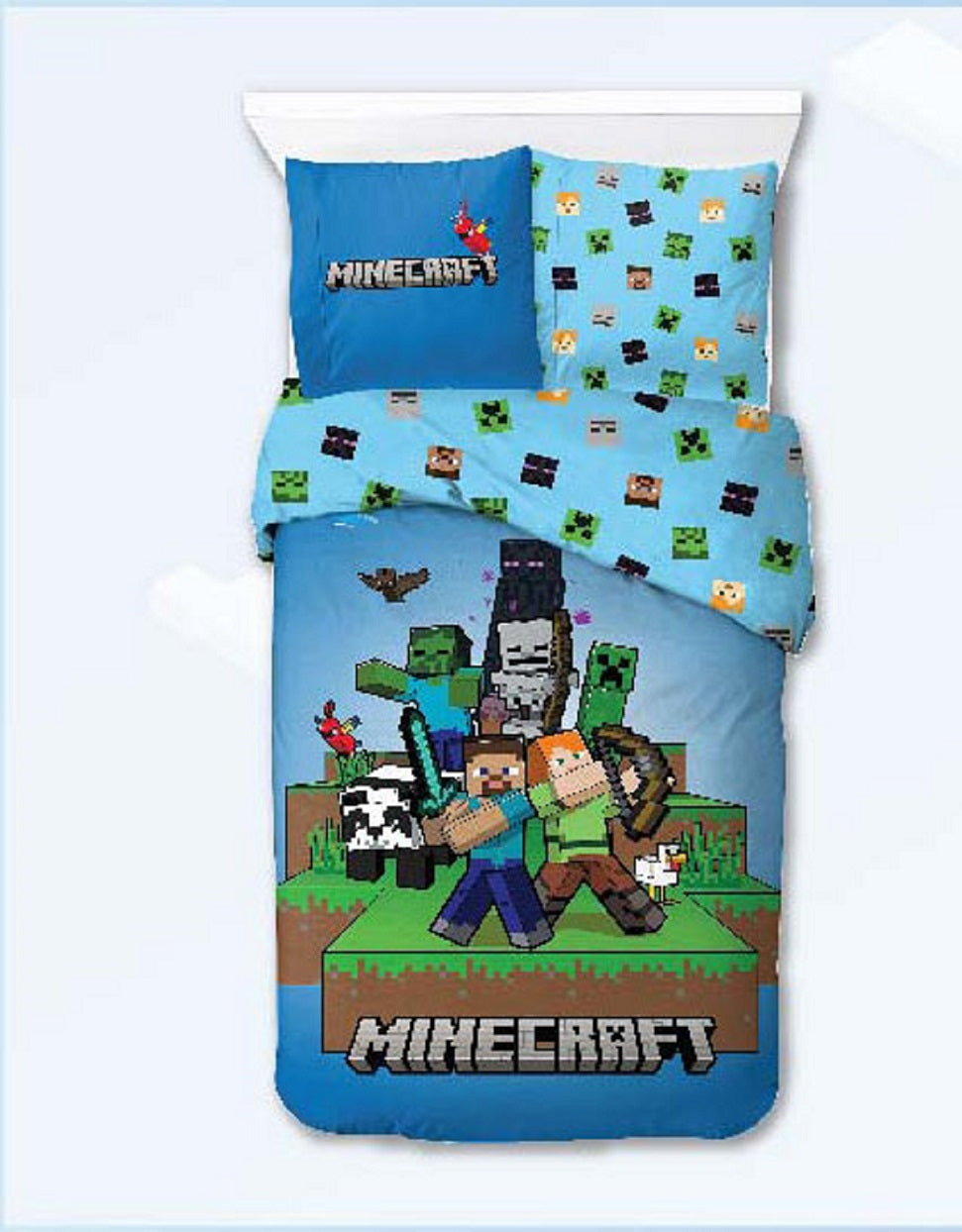 Minecraft Wende Bettwäsche Set 2 tlg. 135 x 200 cm 80 x 80cm