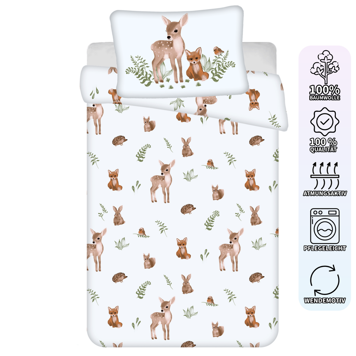 Parure de lit bébé Animaux de la forêt 100 x 135 cm