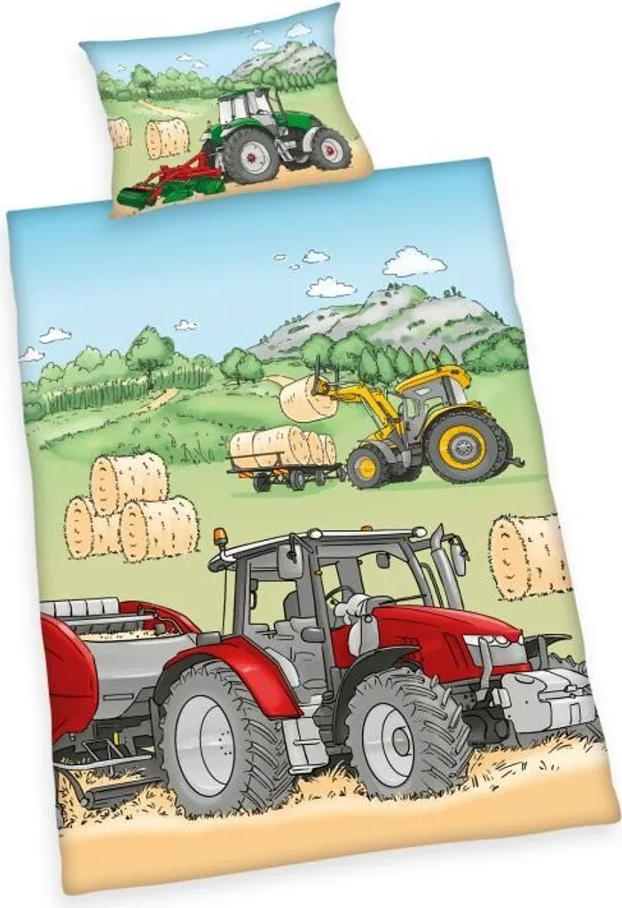 Trecker Baby Bettwäsche Set Traktor 100x135 cm (40x60 cm)
