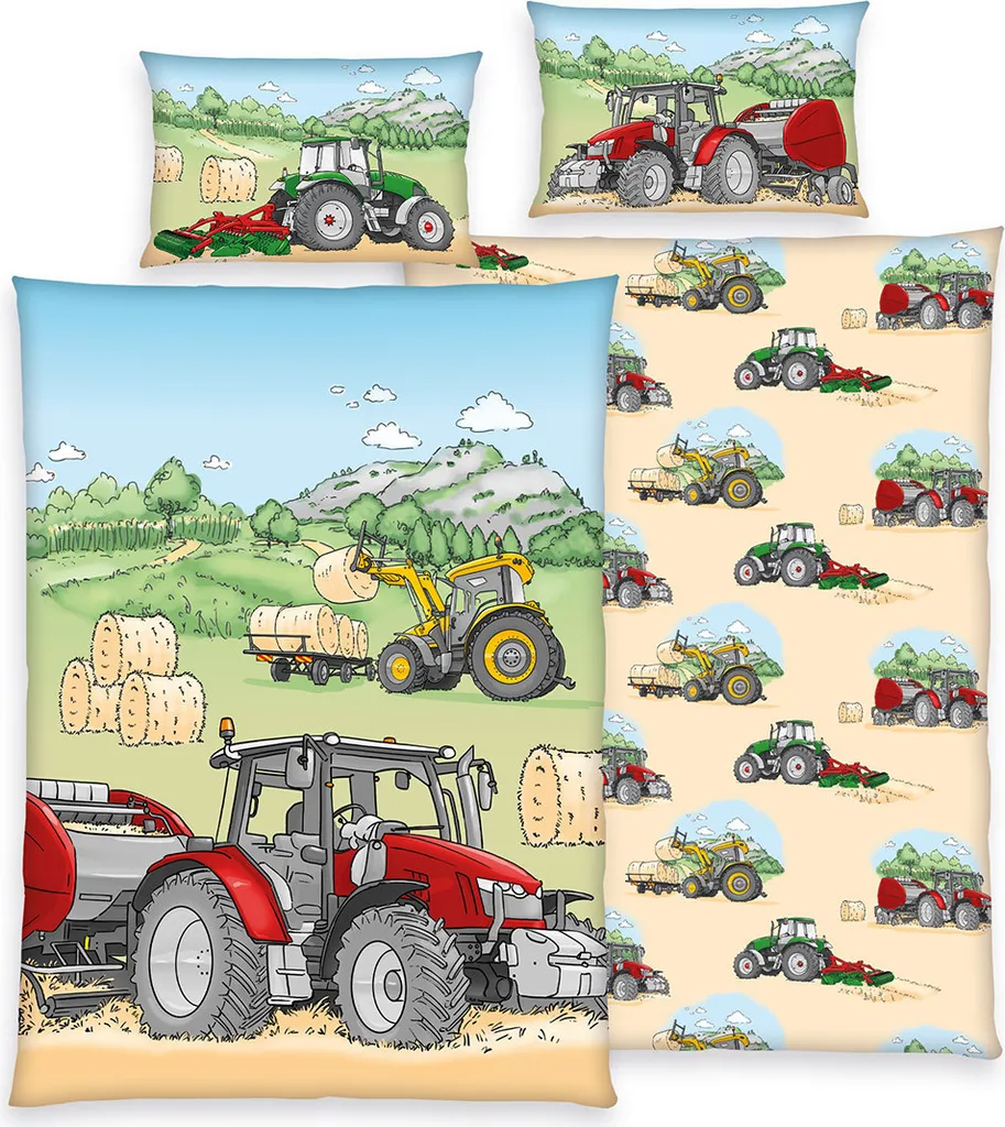 Trecker Baby Bettwäsche Set Traktor 100x135 cm (40x60 cm)
