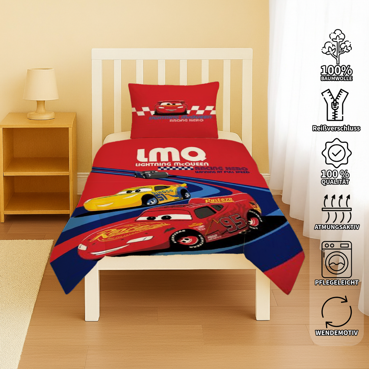 Disney Cars Baby Bettwäsche 40 x 60 cm + 100 x 135 cm