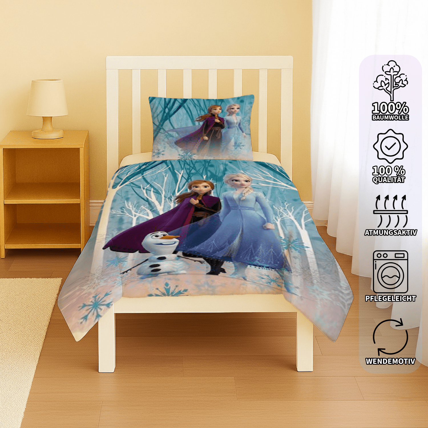 Disney Frozen 2 Anna Elsa Olaf Baby Bettwäsche 100 x 135 cm