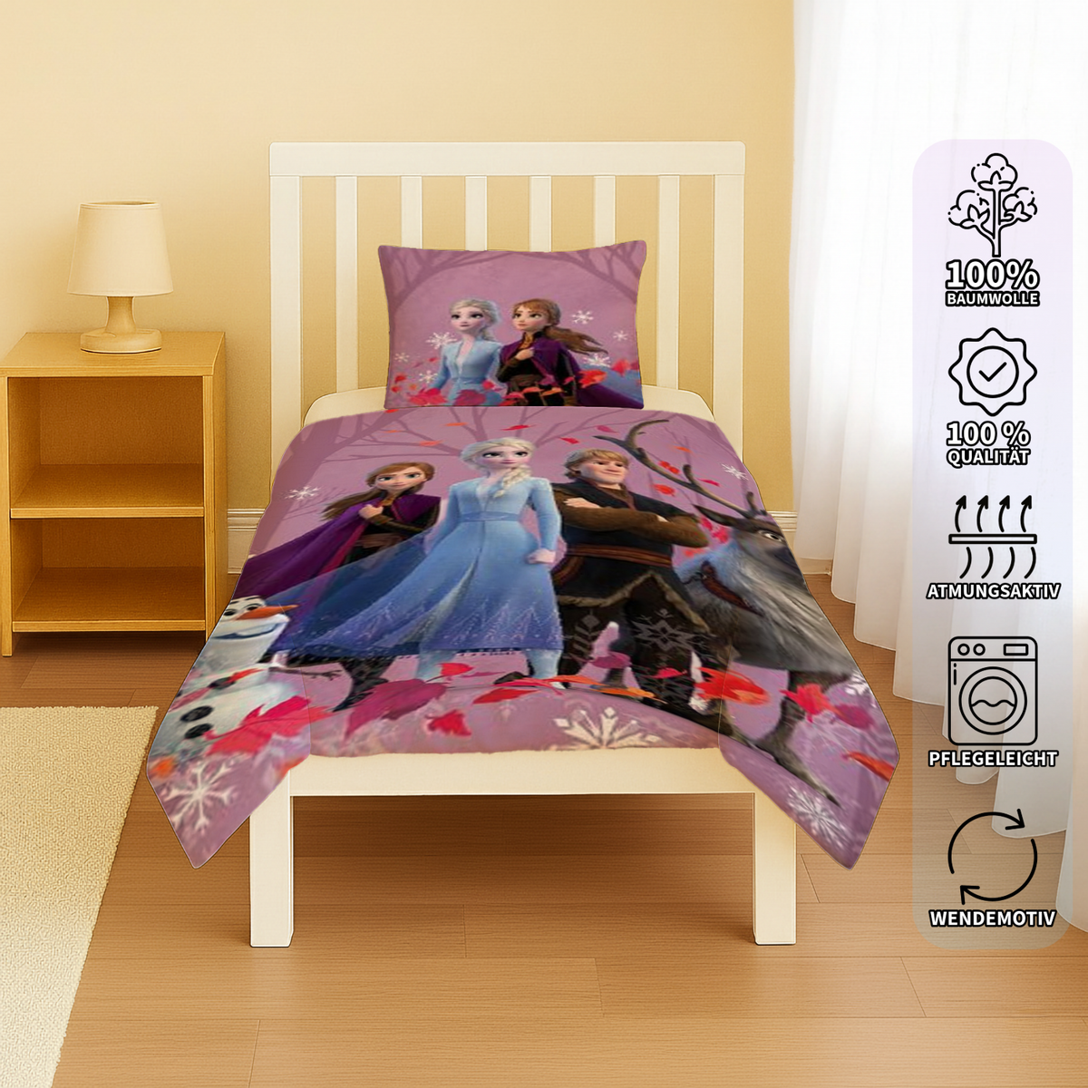 Disney Frozen 2 Anna Elsa Olaf Baby Bettwäsche 100 x 135 cm