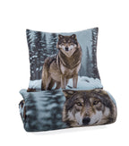 Bettwäsche Set mit Wolf 135 x 200 cm, 100 % Baumwolle