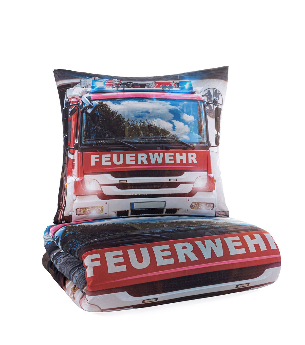 Bettwäsche Feuerwehr Auto 80 x 80 und 135 x 200 cm