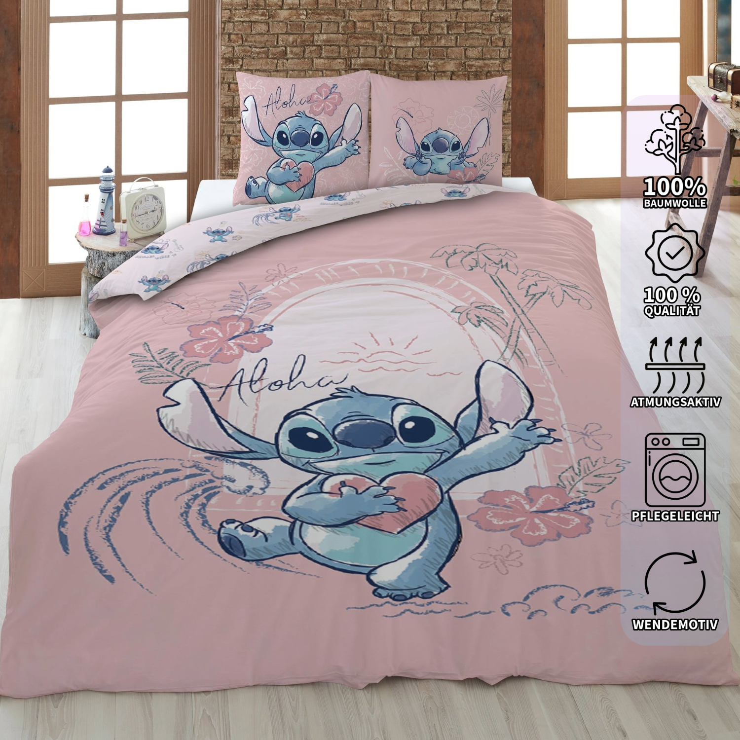 Disney Lilo und Stitch Wende Bettwäsche 2tlg 135 x 200 cm