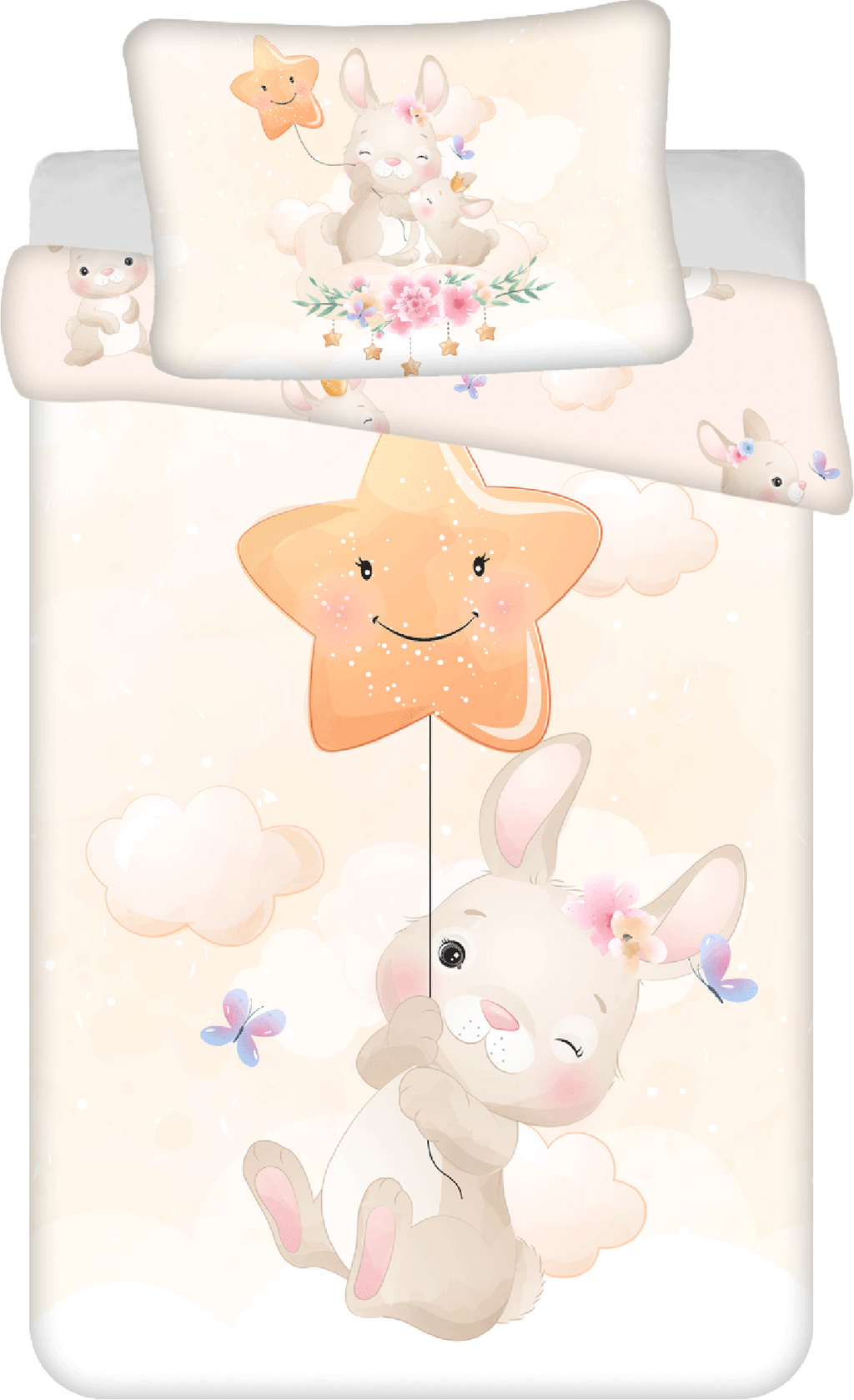 Bunny Star Hase Baby Bettwäsche-Set 100 x 135 cm