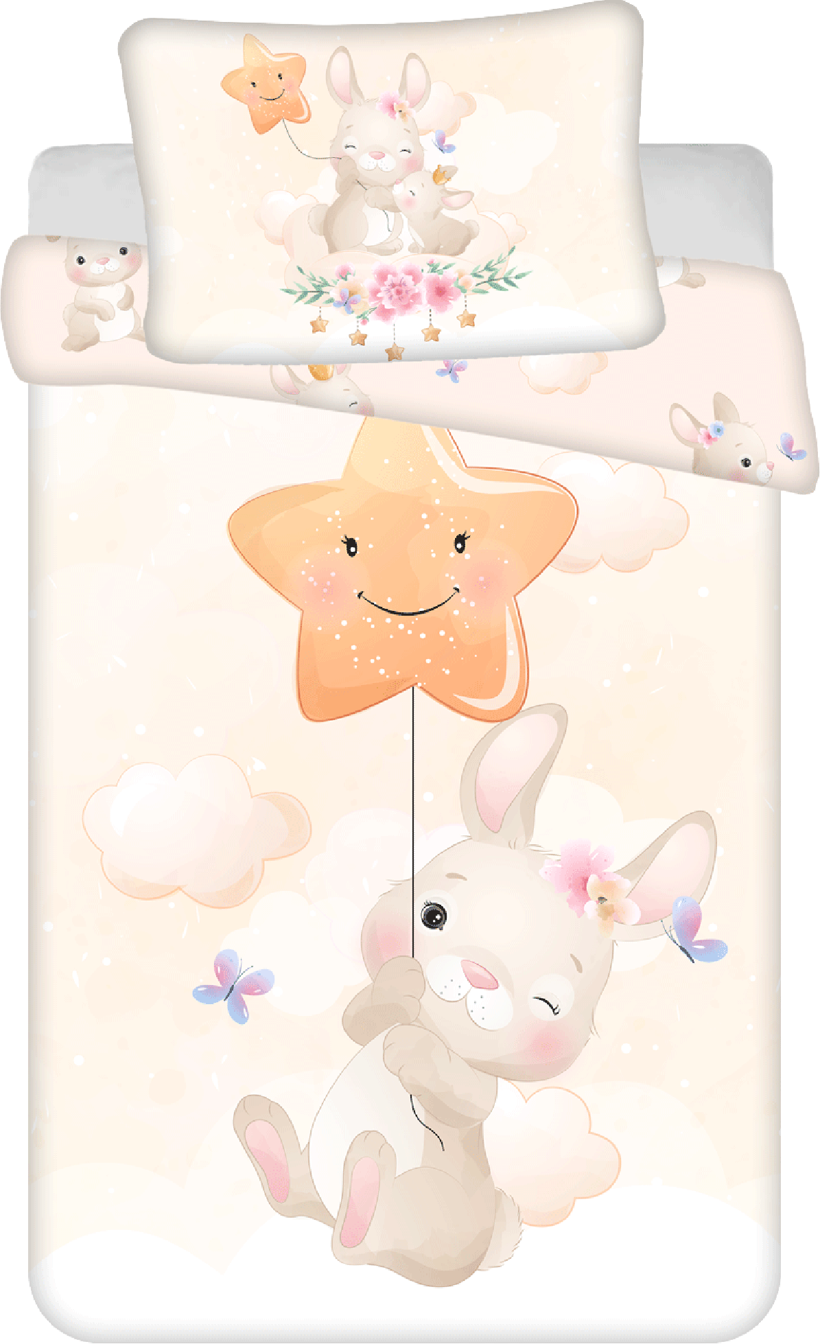Bunny Star Hase Baby Bettwäsche-Set 100 x 135 cm