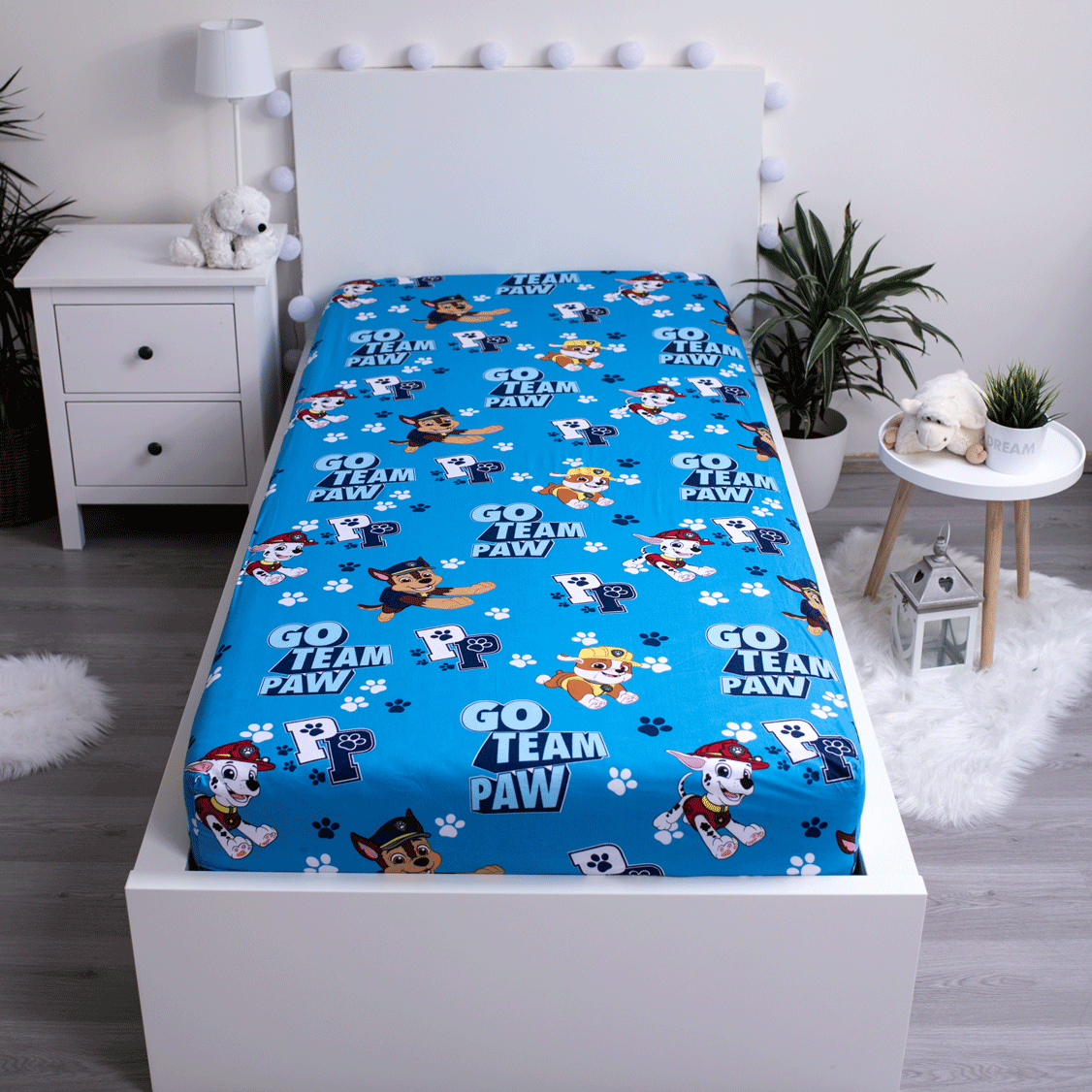 Paw Patrol Spannbetttuch Spannbettlaken mit Gummizug 90 X 200 cm