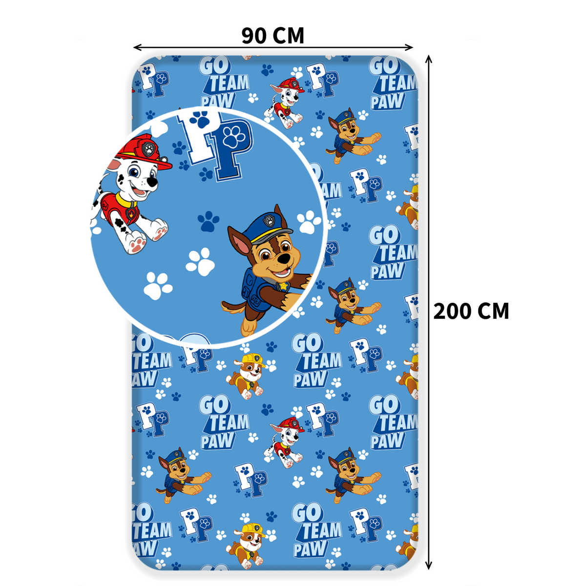 Paw Patrol Spannbetttuch Spannbettlaken mit Gummizug 90 X 200 cm